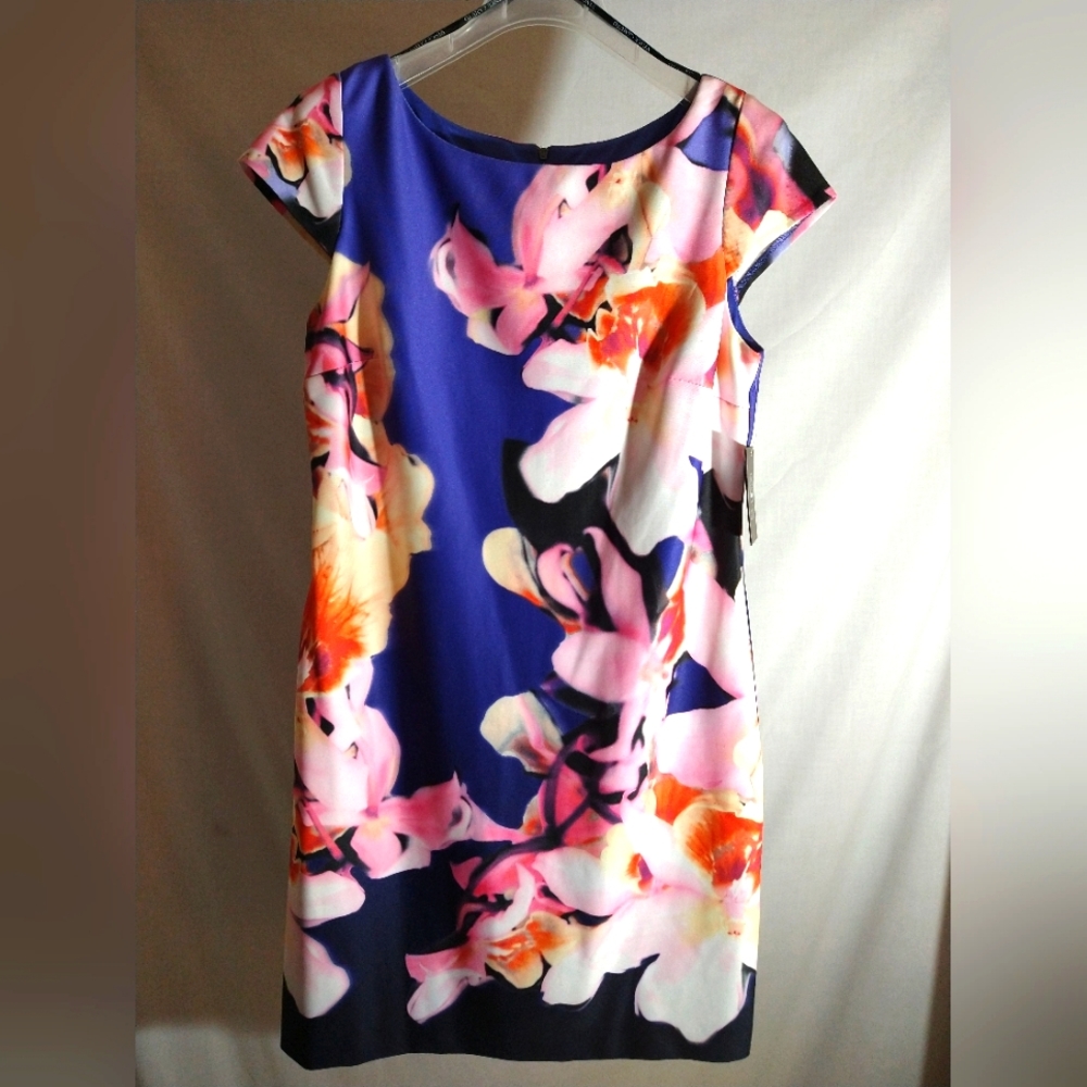 VINCE CAMUTO FLORAL CAP SLEEVE SCOOP-NECK DRESS NWT